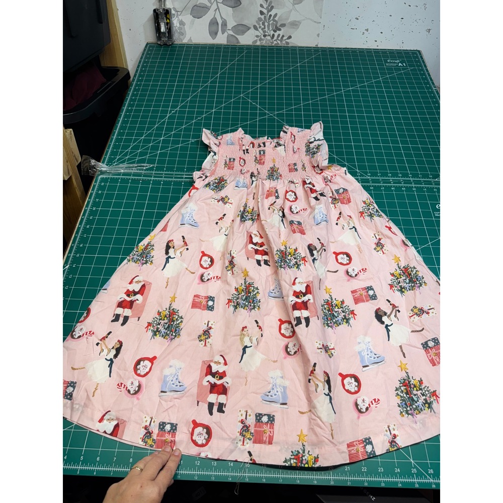 Pink Chicken Stevie Dress Holiday Spirit Christmas Pink Smocked Girls 10Y NEW